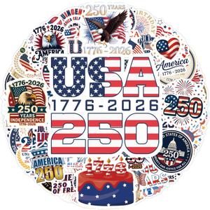 2 x 110Pcs United States 250th Anniversary 1776 2026 Stickers, 250 Years Anniversary Patriotic Waterproof Vinyl Sticker Independence Day Celebration Stickers for Laptop, Water Bottle, Phone, Envelopes