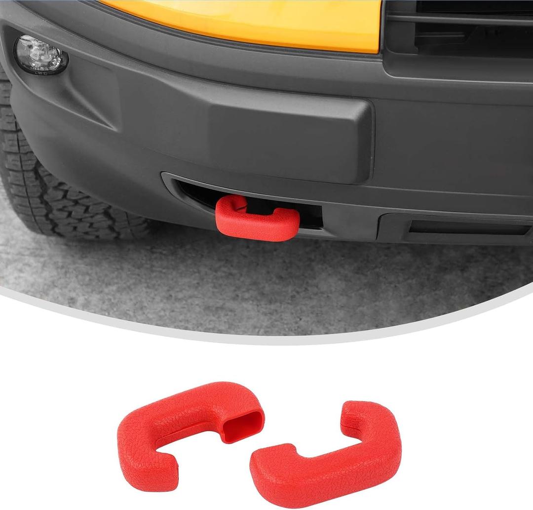 Linskip Tow Hook Covers Compatible with 2021-2024 Ford Bronco Sport & 2022-2026+ Maverick FX4 Off-Road & Tremor, Front Tow Hook Cover Rubber Sleeve Protectors for Maverick Accessories(Red)