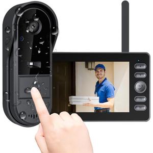 Doorbell Camera Wireless No Subscription with Monitor for Home/Apartment, Timbre con Camara 1080P No App/WiFi Needed, Video Intercom 2-Way Talk,Waterproof Door Bell with Recording & Night Vision