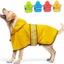 Candofly Dog Raincoat Hooded Poncho - Adjustable Waterproof Dog Rain Jacket Lightweight Reflective Dog Rain Coat Pet Slicker for Dogs (Large, Yellow)