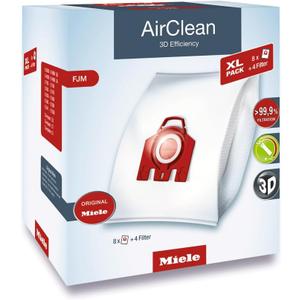 Miele Genuine AirClean XL Pack FJM Vacuum Cleaner Bags, 8 Bags Included, for Miele Compact C2, Compact C1, and Complete C1 Vacuum Cleaners