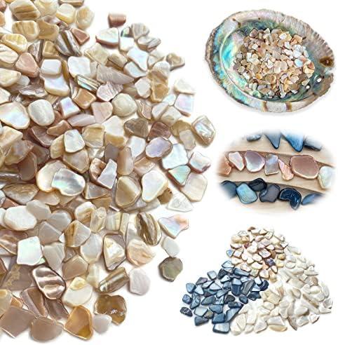 Yew & Tulip Natural Crushed Shells Chips, 32 oz (2 lb) Irregular Mother of Pearl Mosaic Fragments for Crafts, Home Décor, Vase Filler, Wedding, Fish Tank, Wedding, DIY etc. (32 oz (2 lb), Warm)