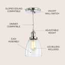 JONATHAN Y 5.5" Chrome Modern LED Pendant Light, Adjustable Hanging Fixture for Kitchen Island, Dining Room, Clear Glass Shade, LED Bulb Included, UL Listed JYL3518A