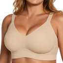 Fit for Me Womens Wireless Seamless Bras Jelly Full Coverage Supportive Bra Push Up Plus Size Everyday Bra Comfortable Tshirt Bras 38D