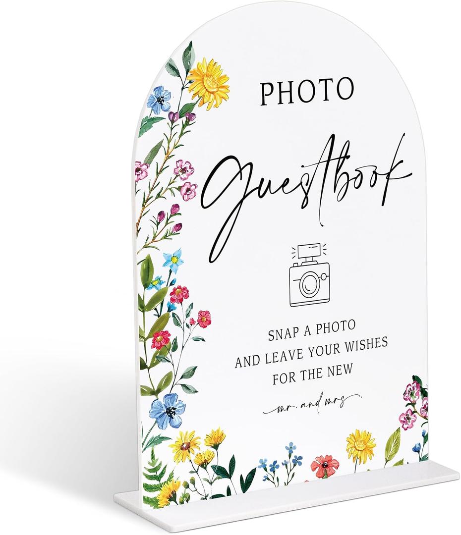 2 x Acrylic Wedding Signs Photo Guest Book Sign for Reception, 6x8" Floral Themed Arch Acrylic Table Decor, Love Is In Bloom & Baby In Bloom Decorations for Baby Shower Bridal Shower Engagement, (Mix)