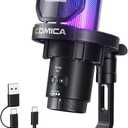 COMICA Ejoy Uni(D) USB Gaming Microphone with Noise Cancellation, RGB Lights, Monitoring, Muting, Streaming Mic for Computer, PS5, PS4, Streaming, Podcast, Chat, Twitch, YouTube, Discord(Black)