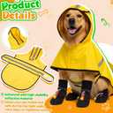 Dog Raincoat and Shoes for Weighing 35-50lbs, Spring Summer Waterproof Dogs Boots & Paw Protectors, Adjustable Pet Poncho with Leash Hole for Large Medium Small Dogs, Yellow(Single Side) L