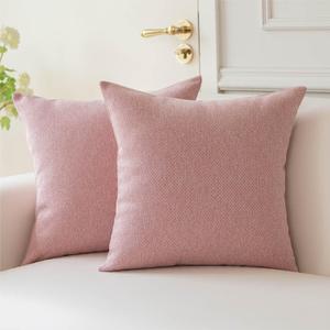 a moment Pillow Covers 20x20 Inch Pink Textured Decorative Throw Pillow Covers Modern Farmhouse Pillowcase Solid Cushion Cover Pack of 2 for Home Decor Sofa Bedroom