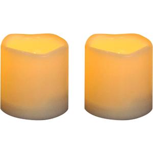 Battery Operated Plastic Flameless LED Pillar Candle with Cycling Timer, Flickering Realistic Electric Light for Indoor Outdoor Bookshelf Wedding Dinner Party Centerpiece Fireplace Easter Decor 2 Pack