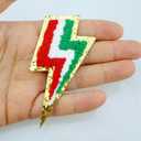 3 x FAZHBARY 12 PCS Lightning Iron On Patch Gold Edges Chenille Bolt Patches Lightning Bolt Applique for DIY Clothes Decor