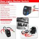 Universal 3pcs Rocker Switch LED Light & Rear Light & USB Power Charge Toggle Switch Blue Backlit 20A 12V Compatible with ATV UTV RZR Ranger Maverick Commander SUV