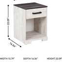 Signature Design by Ashley Shawburn Farmhouse 1 Drawer Night Stand, White & Gray