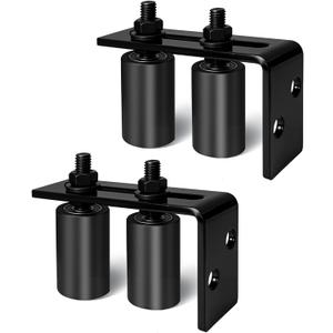2 Pack 2 1/3" Universal Gate Roller Guide, Nylon Slide Gate Guide Rollers with Black L Bracket, Gate Hardware Roller Kit for Sliding/Rolling Gates/Barn Door Guide - 2 Kit Black