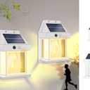 Solar Wall Light, Size+Plus,Outdoor Light lamp Motion Sensor Porch Lights Modes for Patio,Garage,Shed,Barn,Door,Yar,Outside Decorative Waterproot, 2 Pack,-White