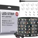 BTF-LIGHTING IP68 Waterproof Outdoor RGBW LED Strip 5050SMD RGB+Warm White(3000K-3500K) 4 Colors in 1 DC24V 16.4ft 5m 60LED/m Multi-Colored Tape Lights Can Work Outdoor(No Adapter or Controller)