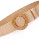 Rrwin Rattan Straw Raffia Summer Belts for Women 2025 Elastic Stretch Woven Waist Wide Band (Retro)
