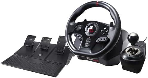 Superdrive - GS850-X racing steering wheel with manual shifter, 3 pedals, paddle shifters for Xbox Serie X/S, PS4, Xbox One, (programmable)