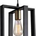 Farmhouse Small Pendant Light Fixture,Kitchen Island Hanging Lamp with Cord, Black+Gold Finish, Wood Frame Chandelier for Hallway Entryway Closet Bedroom,9.5 Inch,E26.