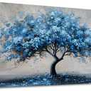 KELIYUAN Canvas Wall Art For Living Room Framed Wall Decorations For Bedroom Office Wall Decor Abstract Painting Blue Tree Pictures Artwork Ready To Hang Guesthouse Room Mural Home Decor 20x40 In
