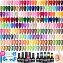 VANREESA 53 Pcs Gel Nail Polish Set, 50 Colors Gel Polish with Base Coat & 4 Effects Top Coat Full-Color Nail Polish Set All Seasons Nail Kit Gifts for Women Girls Nail Salon at Home