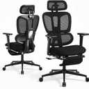 Ergonomic Office Chair with Footrest and Dynamic Lumbar Support, Black, High Back
