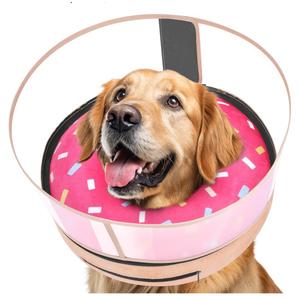 Inflatable Dog Cone with Anti-Licking Clear Shield, Protective Dog Donut Collar After Surgery, Adjustable Soft Recovery Cone for Pets, Alternative Collar with Buckle Strap