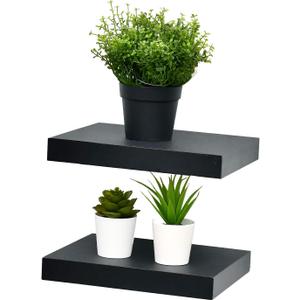 WELLAND Set of 2 Floating Shelves Wall Mounted Shelf, for Home Decor with 8" Deep (Black, 10 inch)