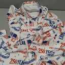 Beopjesk Women's Button Down America Flag Shirts Independence Day Patriotic 4th of July 3/4 Sleeve Collared Blouse (White, XL)