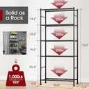 Sakugi Storage Shelves - 5 Tier Shelf Organizer, Heavy Duty Garage Shelving Unit with Leveling Feet, Stable Metal Shelves Organizer for Pantry, Kitchen and Closet, 33.0" W x 12.6" D x 72.0" H, Black, 33.0W12.6D72.0H