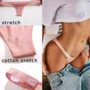 FINETOO Womens Underwear Cotton High Cut String Bikini Panties Low Rise Hipster Ladies Sexy Cheeky Underwear 6 Pack (L)