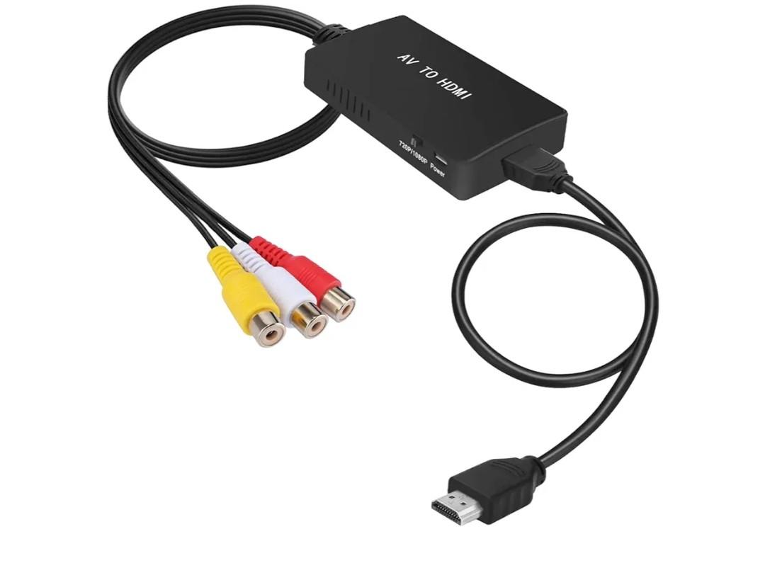 Tengchi RCA to HDMI Converter, Composite to HDMI Adapter Support 1080P PAL/NTSC Compatible with PS one, PS2, PS3, STB, Xbox, VHS, VCR, Blue-Ray DVD Players