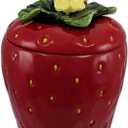 Tuscany Strawberry Shaped Hand Painted Ceramic Cookie Jar 10"H, 83576 By ACK