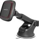 APPS2Car Magnetic Phone Mount for Car, Dashboard & Windshield Suction Cup Holder with Telescopic Arm, Requires Metal Plate (Included), Universal Fit for iPhone & Android Smartphones (Black-Red)