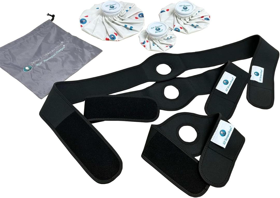 Classic Ice Packs for Injuries with Adjustable Securing Wrap, Hot or Cold Therapy, Refillable Packs, First Aid, Arthritis, Menstrual Cramps, Swelling, Pain Management (Bundle 6"/9"/11" Bags, 3 Sets)