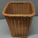 Wicker Waste Basket, Hand Woven Trash Can, Imitation Rattan Garbage Basket for Bedroom, Bathroom, Kitchen, Living Room (Square) (9.4" x 9.4" x 11")