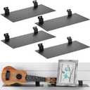 LEIFIDE 4 Pcs Metal Slatwall Shelves, 12 x 7 Inch Hanging Slat Wall Shelf Accessories, Heavy Duty Slatwall Panel Organizer Board for Shoes Display Retail Garage Office Boutiques Supplies (Black)