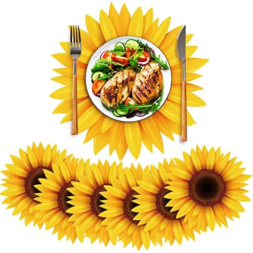 Sinmoe Disposable Paper Placemats Bulk 13 Inch Paper Charger Place Mat Party Charger Plates Table Place Mats for Dinner Wedding Birthday Baby Shower Spring Dining Tableware(Sunflower)