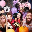 Halloween Balloon Arch Kit,120Pcs Pink Purple Black Latex Balloons and Spider Ghost Balloon for Halloween Birthday Bachelorette Baby Shower Wedding Party Decoration