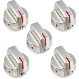 Atgestore Stainless Steel 5304509064 5304509929 Stove Knob Replacement for Frigidaire Gallery Gas Stove Parts Cooktop Control Knobs Frigidaire FGGF3036TFA Range Burner Control Knobs Metal Silver 5Pcs