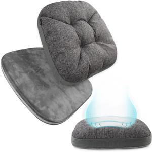 BUYUE Thickened Chair Cushion for Dining Chair, 2-Tier Memory Foam Support, 2-Faced Reversible Kitchen Seat Cushion, Practical Non-Slip Chair Pad, 1 Piece, Dark Grey