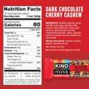 KIND Mini Snack Bars, Dark Chocolate Cherry Cashew, Gluten Free, Low Sugar, Low Calorie Snacks, 10 Count (EXP 06/19/27)