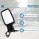 Left Driver Side Mirror Compatible With 2013-2018 Ram 1500 2500 3500 With Power Folding Power Glass Heated Temperature Sensors Turn Signal Puddle Lights Black Replace#68096197AF (10+2Pins)