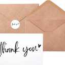 100 Thank You Cards 4x6 Inch, with 100 Kraft Envelopes and 120 Stickers, Minimalistic and Professional Looking for Business Wedding Graduation Baby Shower Bridal Shower