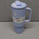 Ello Port 30oz Tumbler with Carry Loop & Integrated Handle, Vacuum Insulated Stainless Steel Reusable Water Bottle, Travel Mug with Leak Proof Lid & Straw, Perfect for Iced Coffee & Tea, Halogen Blue