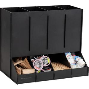 Mind Reader 4-Compartment Single Serve Coffee Pod Dispenser, 120 Pod Capacity, Breakroom, 14.5"L x 9"W x 12.25"H, Black