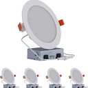 HALO HLB 6 inch LED Recessed Lighting Canless Dimmable Wet Location Selectable Lumens and Selectable Color 27/30/35/40/5000K 4-Pack Indoor Outdoor Soffit Ceiling Lights HLB6LSFS5-4PK