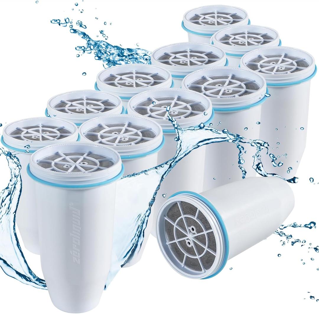 ZR-017 Water Filter Replacement for Water Pitchers and Dispensers, Advanced 6-Stage Filter to Remove 99.9% Lead, Chlorine, Fluoride, Heavy Metals, PFOA/PFOS (12 Pack)