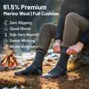 Thick Thermal Merino Wool Hiking Socks, Full Cushion Winter Socks, Anti Blister & Moisture Wicking, for Men & Women