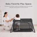 Gromast 2 in 1 Portable Travel Crib for Toddler, Foldable Crib for Baby, Lightweight Playpen Collapsible Playard with Soft Mattress, Easy to Carry Baby Travel Bed for Outdoor, Indoor (Black)