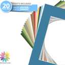 Mat Board Center, Pack of 20, 16x20 Mixed Colors White Core Picture Mats Mattes Matting for 11x14 Photo